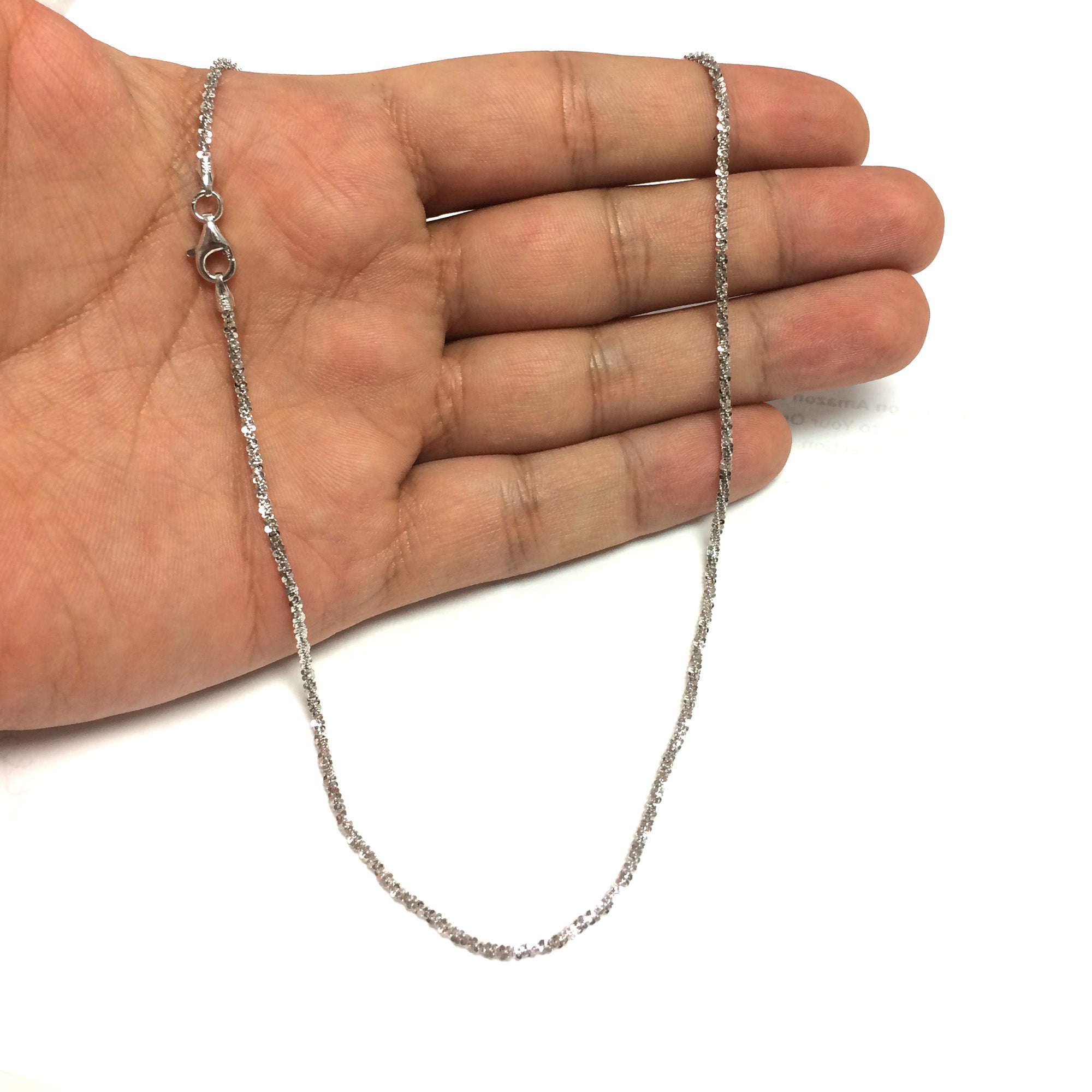 Sterling sølv rhodiumbelagt sparkle kjede halskjede, 1,5 mm fine designer smykker for menn og kvinner