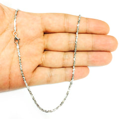 Collana a catena scintillante in argento sterling placcato rodio, gioielleria raffinata da 2,2 mm per uomo e donna
