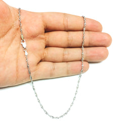 Collar de cadena Singapur chapado en rodio de plata de ley, joyería fina de diseño de 2,8 mm para hombres y mujeres