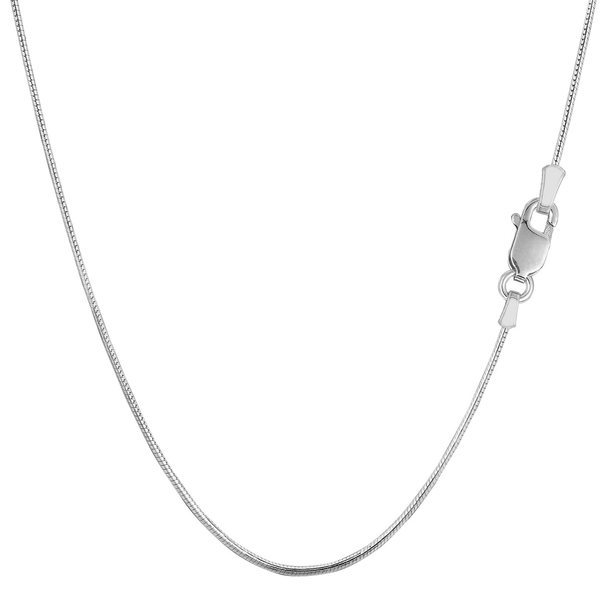 Sterling Silver Rhodium Plated Round Snake Chain Necklace, 0.9mm fine designer jewelry for men and women