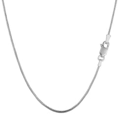 Collier chaîne serpent ronde en argent sterling plaqué rhodium, bijoux de créateur fins de 1,1 mm pour hommes et femmes