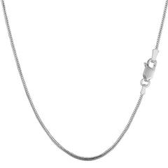 Sterling Silver Rhodium Plated Round Snake Chain Necklace, 1,2mm fine designer jewelry for men and women