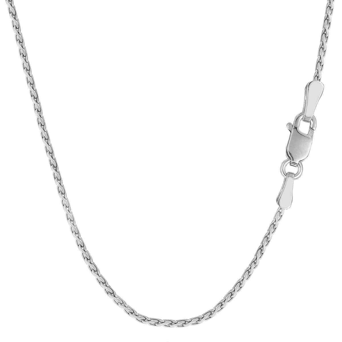 Collana a catena Spiga in argento sterling placcato in rodio, gioielli di design da 1,3 mm per uomini e donne