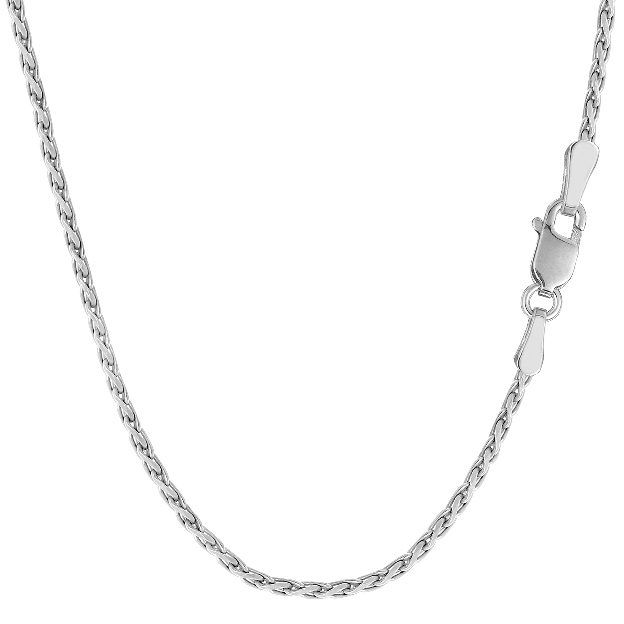 Sterling Silver Rhodium Plated Spiga Chain Necklace, 1,5mm