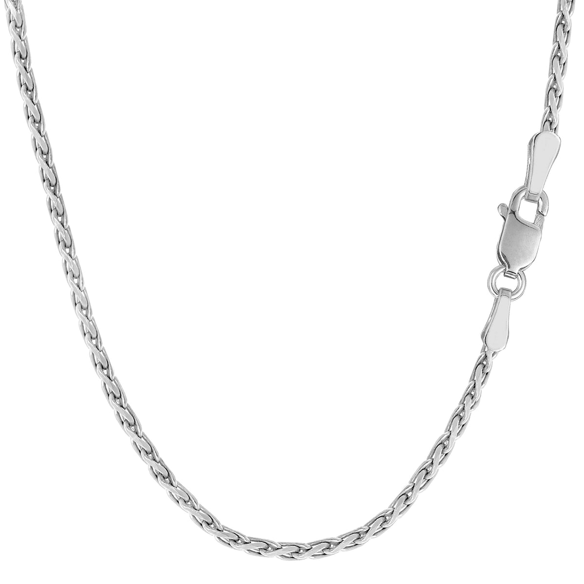 Sterling Silver Rhodium Plated Spiga Chain Necklace, 2.2mm fine designer jewelry for men and women