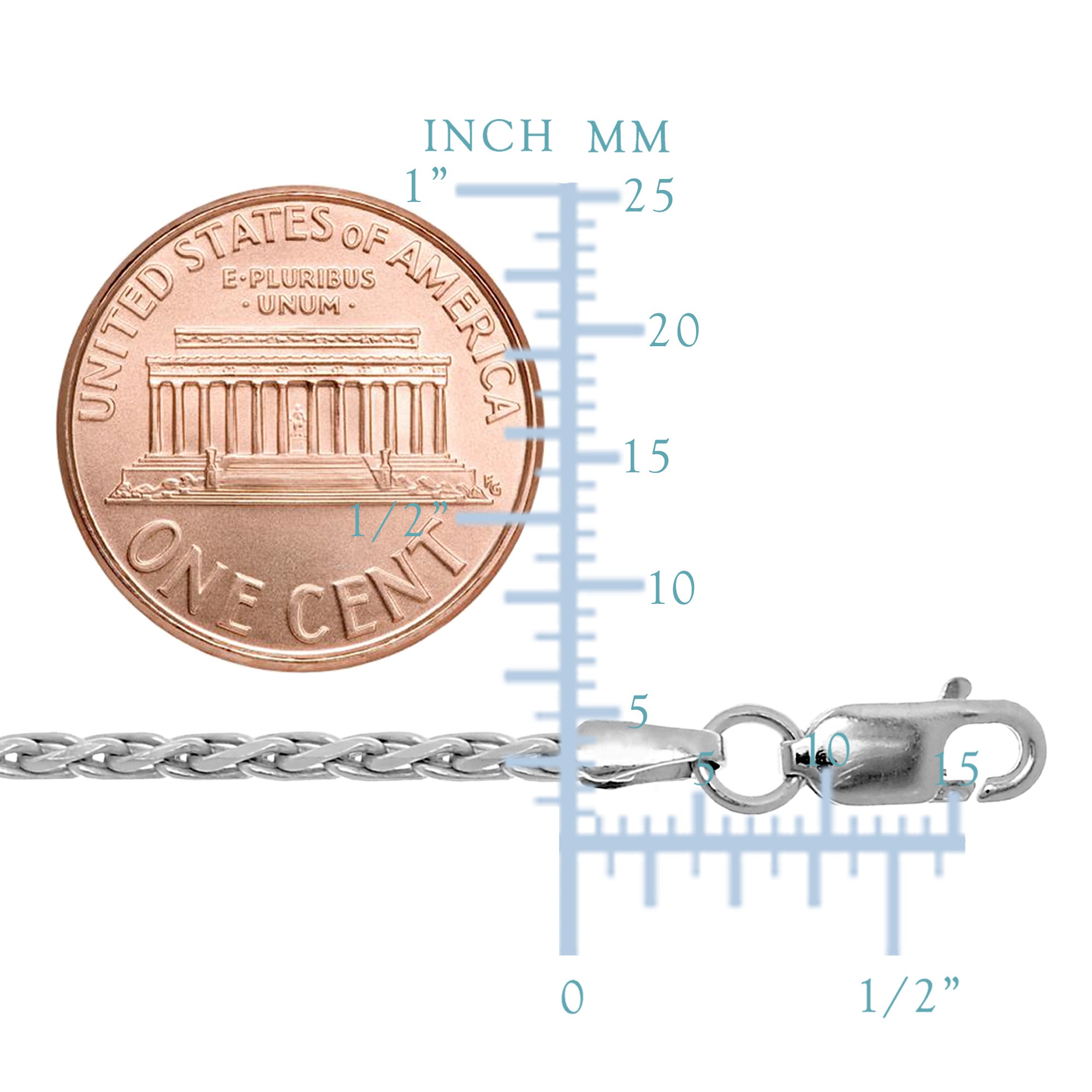 Sterlingsølv Rhodiumbelagt Spiga Chain Halskæde, 2,2 mm fine designersmykker til mænd og kvinder