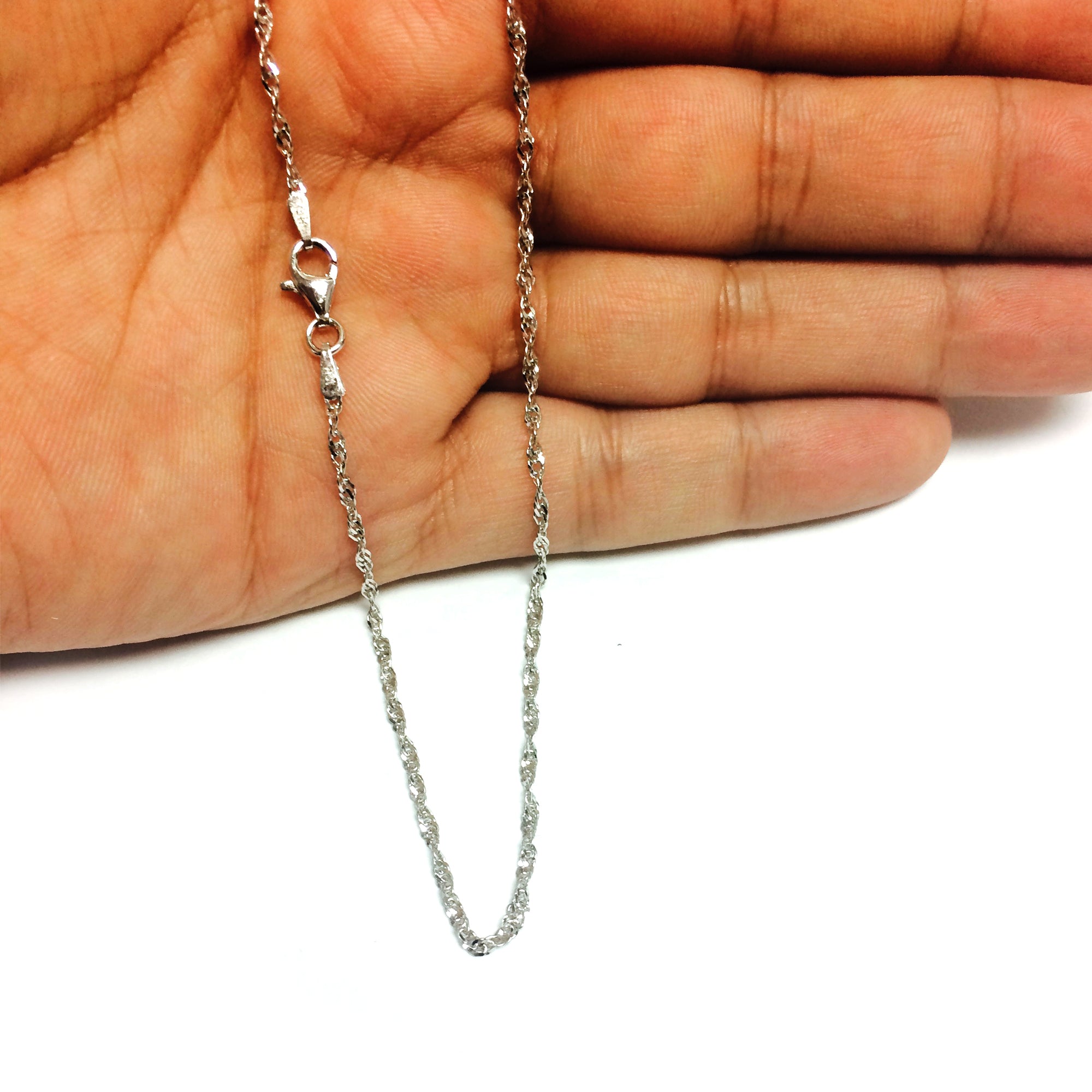 Collar de cadena Spiga de plata de ley chapada en rodio, joyería fina de diseño de 2,2 mm para hombres y mujeres