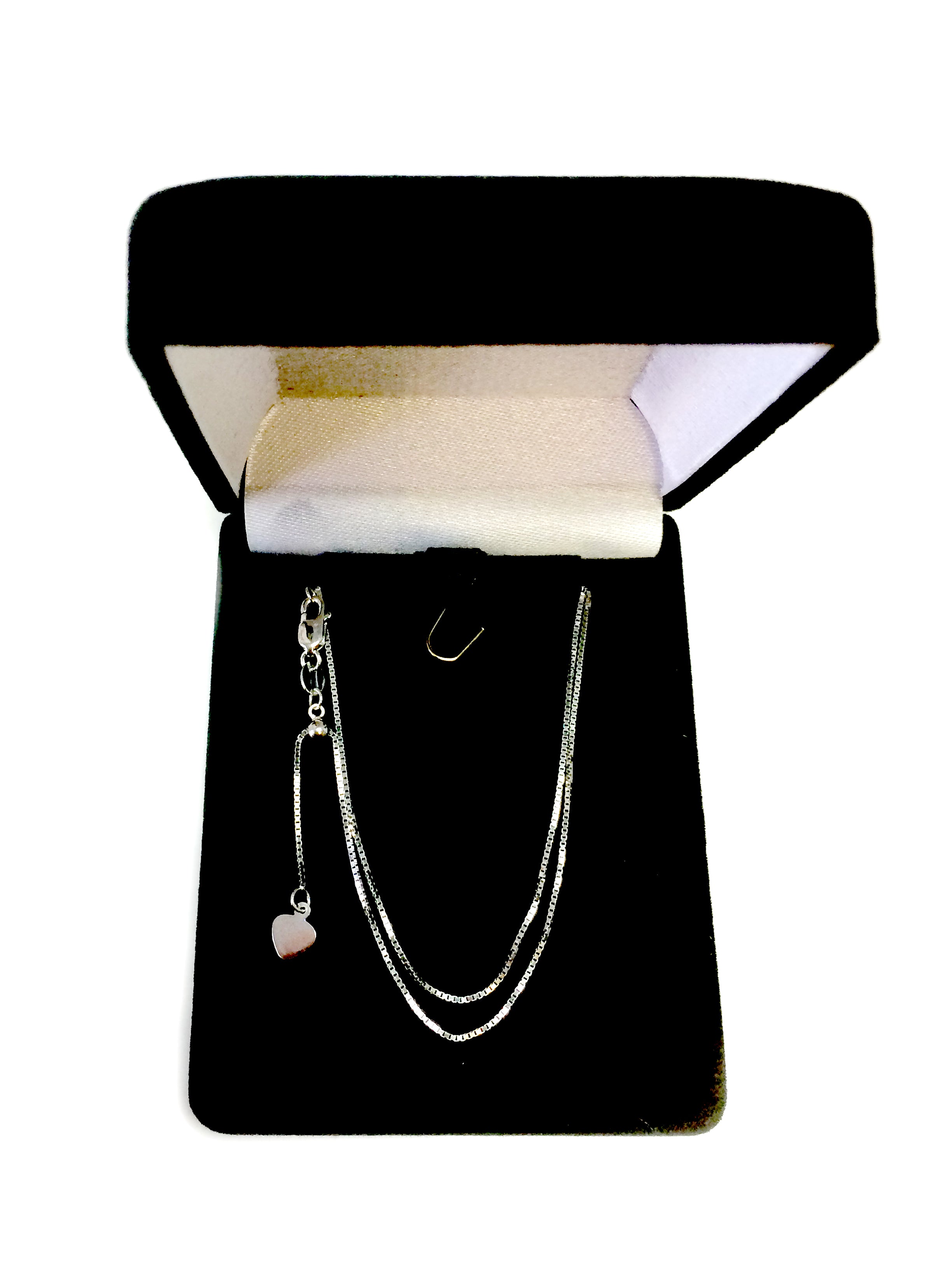 Collar de cadena de caja ajustable chapado en rodio de plata de ley, 0,7 mm, 22 pulgadas, joyería fina de diseño para hombres y mujeres