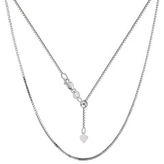 Sterling Silver Rhodiumpläterad Justerbar Box Chain Halsband, 0,8 mm, 22" fina designersmycken för män och kvinnor