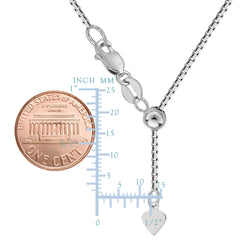 Sterling Silver Rhodium Plated Adjustable Box Chain Necklace, 0.8mm, 22"