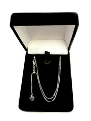 Collar de cadena de caja ajustable chapado en rodio de plata de ley, 0,8 mm, 22 pulgadas, joyería fina de diseño para hombres y mujeres