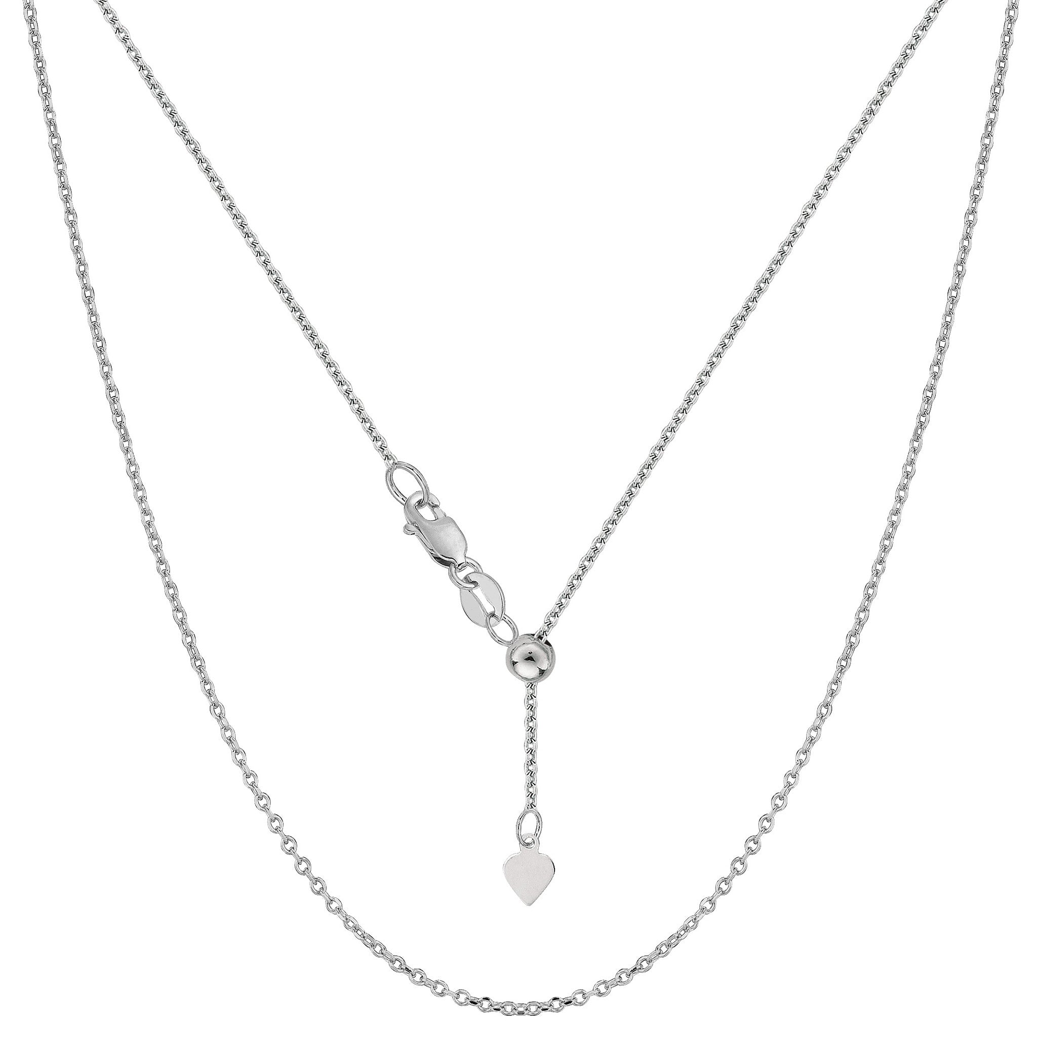 Sterling Silver Rhodium Plated Adjustable Cable Chain - Width 0.9mm fine designer jewelry for men and women