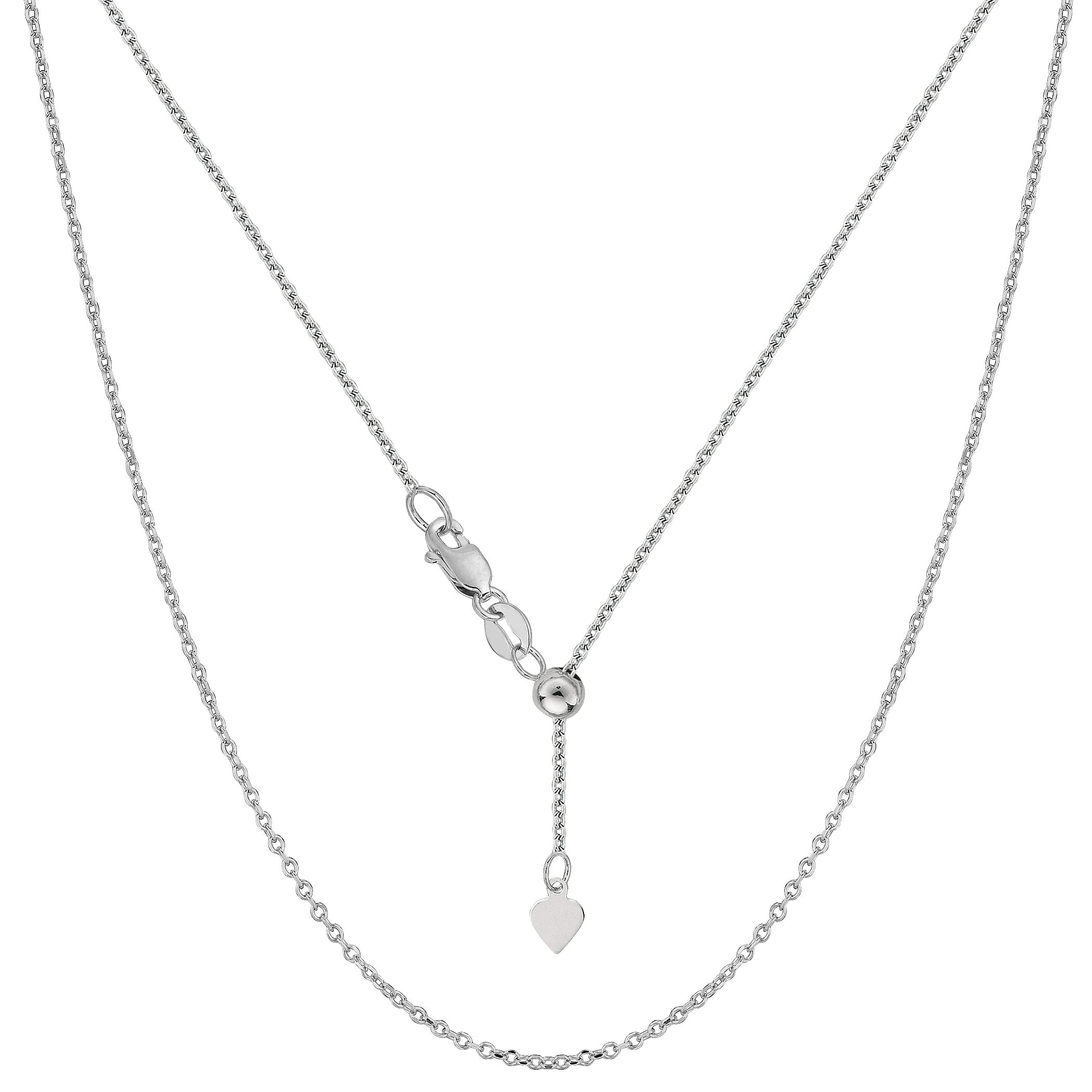 Collar de cadena tipo cable ajustable con baño de rodio en plata de ley, 0,9 mm, 22" joyería fina de diseño para hombres y mujeres