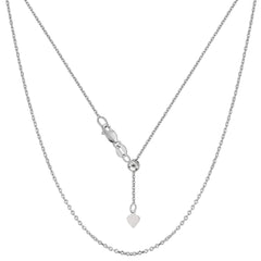 Sterling Silver Rhodium Plated Adjustable Cable Chain - Width 0.9mm fine designer jewelry for men and women