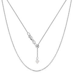Sterling Silver Rhodium Plated Adjustable Cable Chain Necklace, 0.9mm, 22" fine designer jewelry for men and women