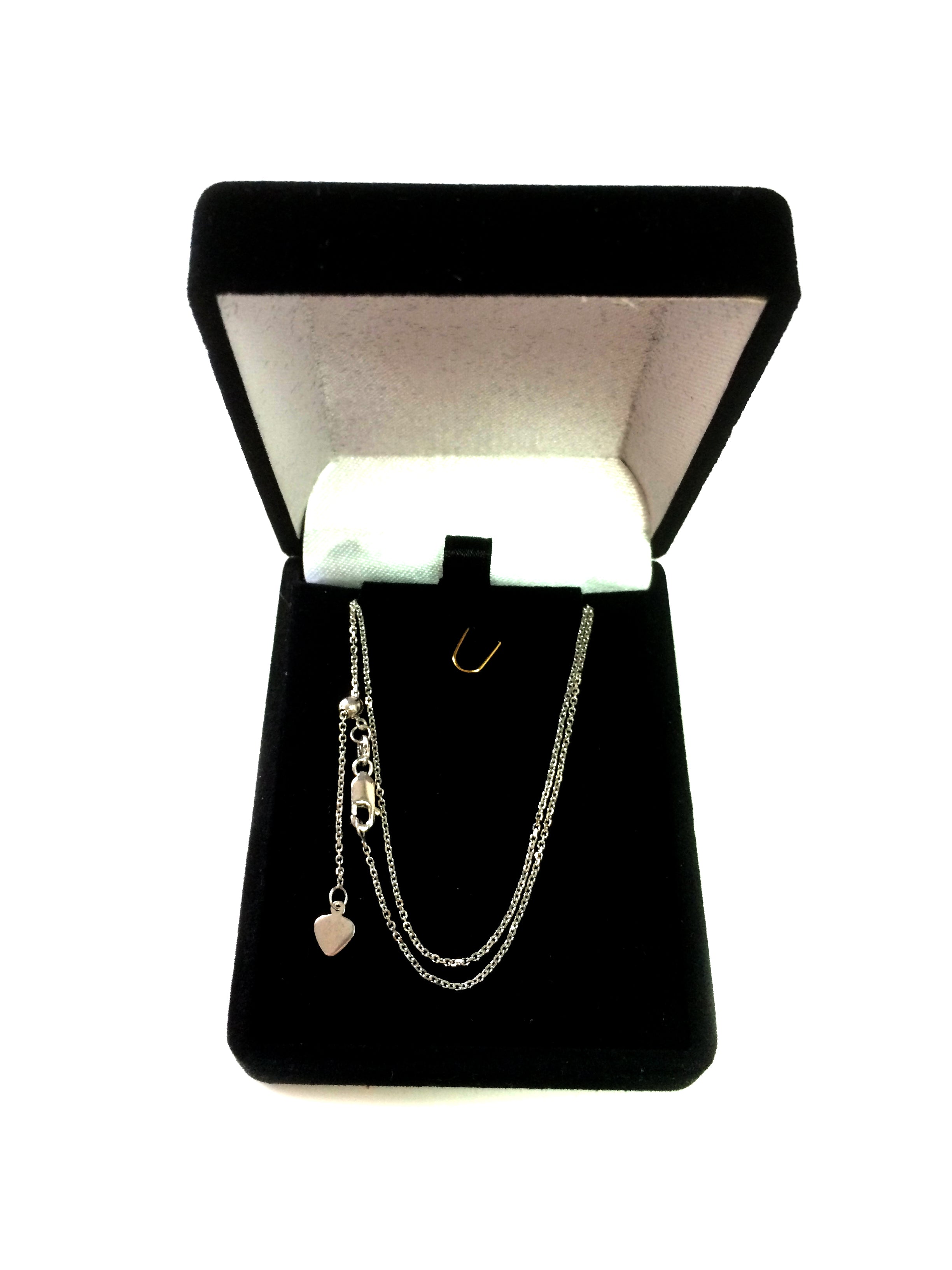 Sterling sølv rhodineret justerbar kabelkæde halskæde, 0,9 mm, 22" fine designer smykker til mænd og kvinder