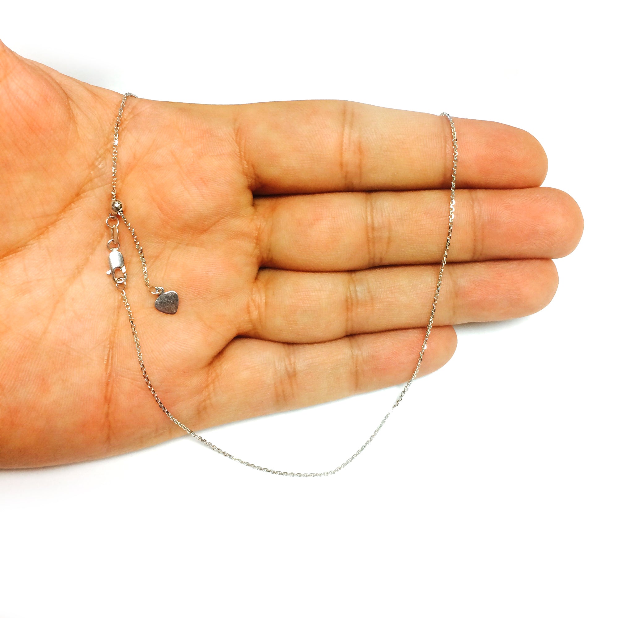 Collar de cadena tipo cable ajustable con baño de rodio en plata de ley, 0,9 mm, 22" joyería fina de diseño para hombres y mujeres