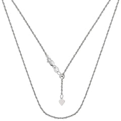 Collana a catena regolabile in corda regolabile in argento sterling placcato rodio, 1,0 mm, 22" gioielli di design per uomini e donne