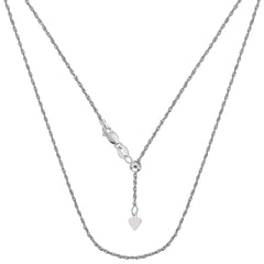 Sterling Silver Rhodium Plated Adjustable Rope Chain Necklace, 1.0mm, 22"