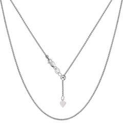 Sterlingsilver Rhodiumpläterat justerbart vetekedjahalsband, 1,0 mm, 22" fina designersmycken för män och kvinnor