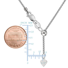 Collier chaîne de blé réglable en argent sterling plaqué rhodium, 1,0 mm, 22 pouces, bijoux de créateur fins pour hommes et femmes