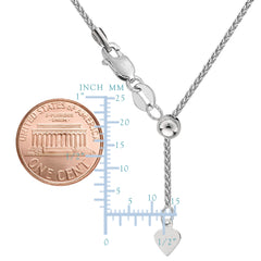 Collana a catena di grano regolabile in argento sterling placcato rodio, 1,0 mm, 22" gioielli di design per uomini e donne