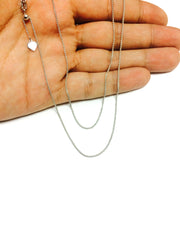 Sterlingsilver Rhodiumpläterat justerbart vetekedjahalsband, 1,0 mm, 22" fina designersmycken för män och kvinnor