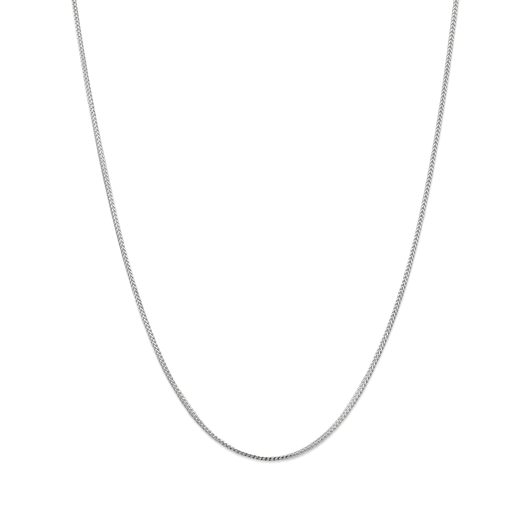 Collar de cadena Franco de oro macizo blanco de 14 quilates, joyería fina de diseño de 0,9 mm para hombres y mujeres