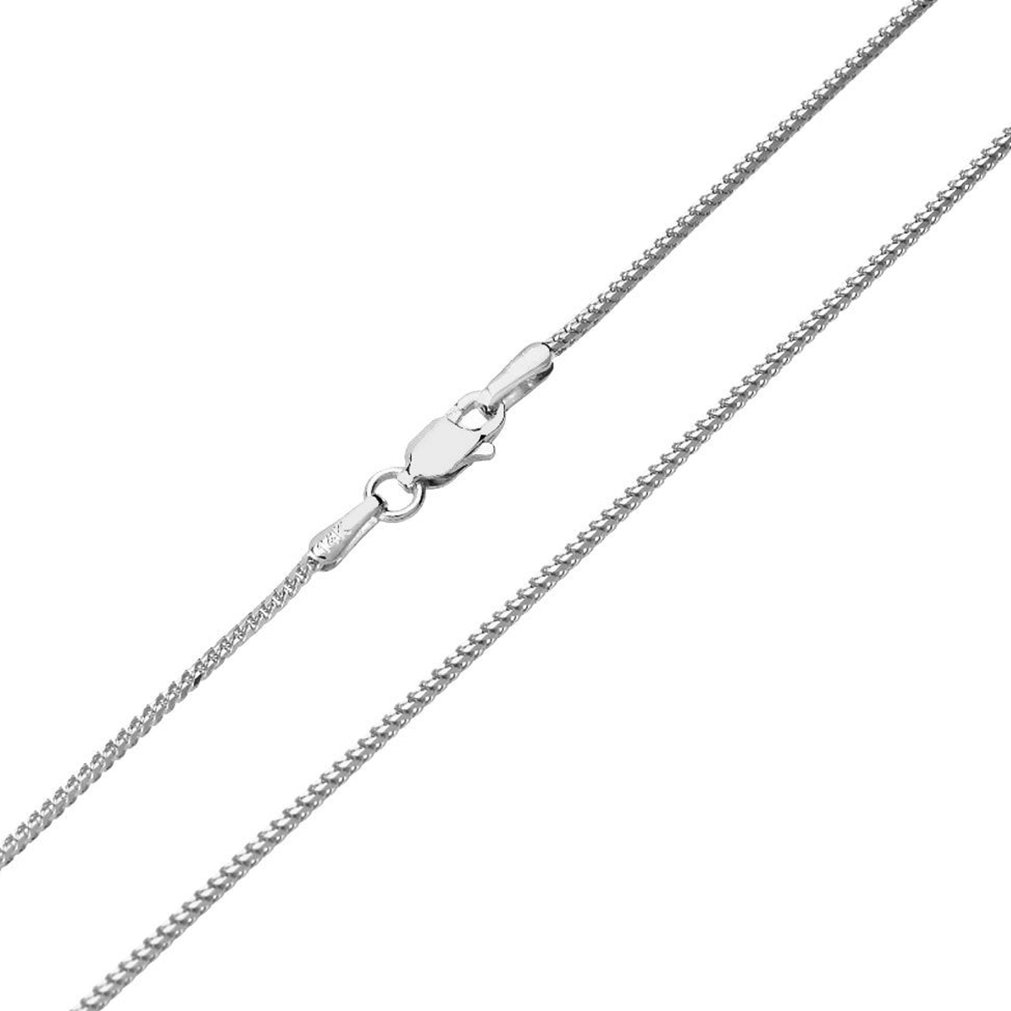 14k hvidt massivt guld Franco Chain halskæde, 0,9 mm fine designer smykker til mænd og kvinder