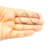 14K White Gold Diamond Cut Round Hoop Earrings