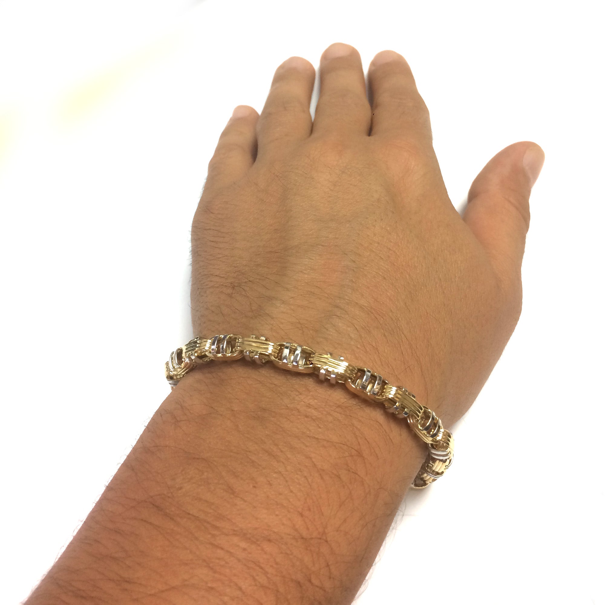 14 karat gul og hvidguld Double Mariner herrearmbånd, 8,5" fine designersmykker til mænd og kvinder