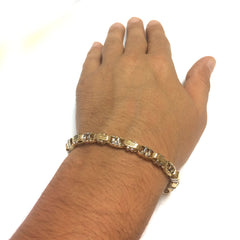 Pulsera para hombre Double Mariner de oro amarillo y blanco de 14 quilates, joyería fina de diseño de 8,5" para hombres y mujeres