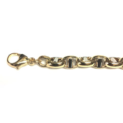 14k Yellow And White Gold Oval Mariner Link Mens Bracelet, 8.5" fine designer jewelry for men and women