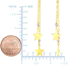 14K Yellow And White Gold Hanging Stars Drop Earrings